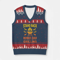 Funny Grilling Bonus Dad V-Neck Knit Sweater Vest BBQ Stepdad Grill Masters Sarcastic