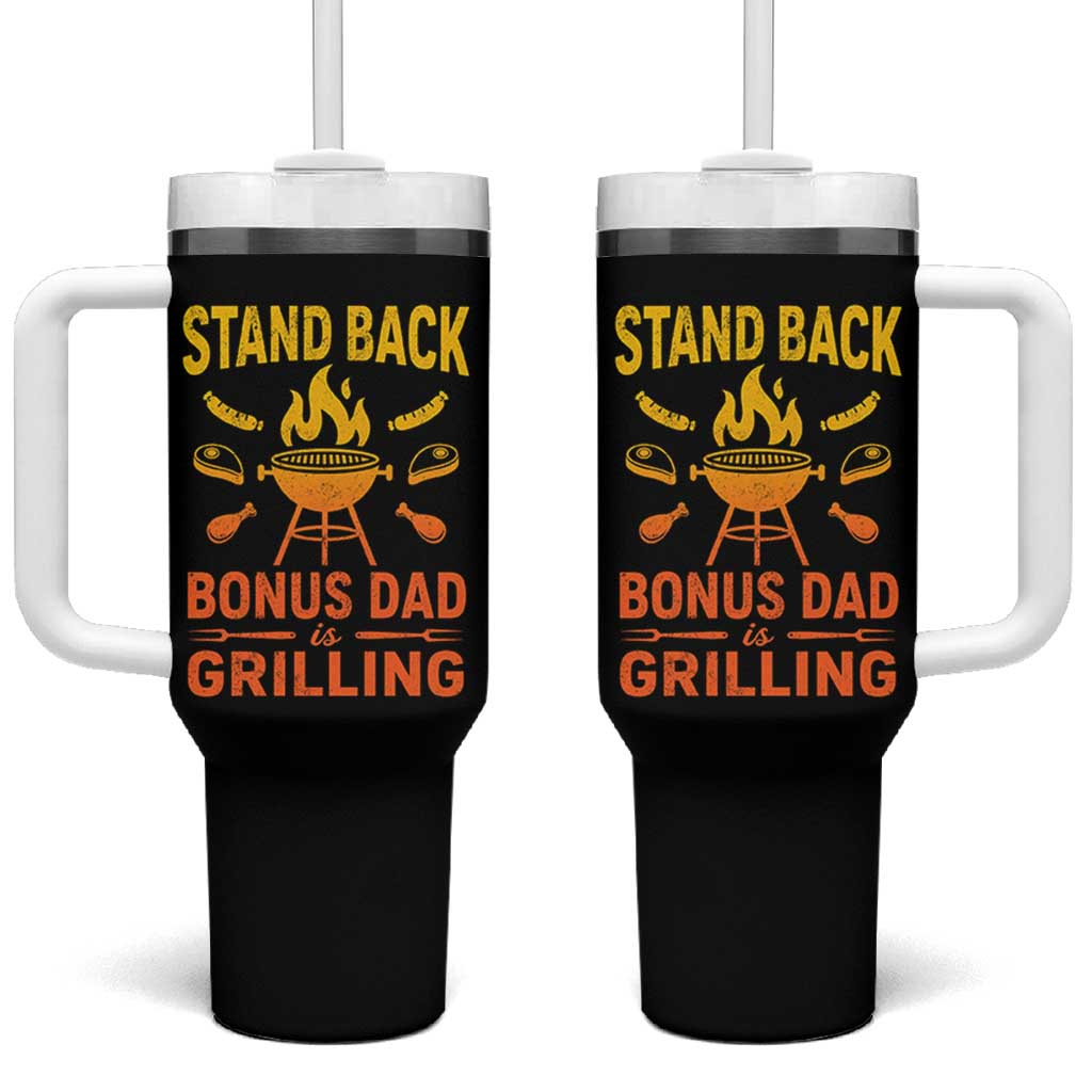 Funny Grilling Bonus Dad Tumbler With Handle BBQ Stepdad Grill Masters Sarcastic