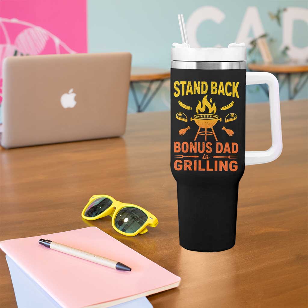 Funny Grilling Bonus Dad Tumbler With Handle BBQ Stepdad Grill Masters Sarcastic