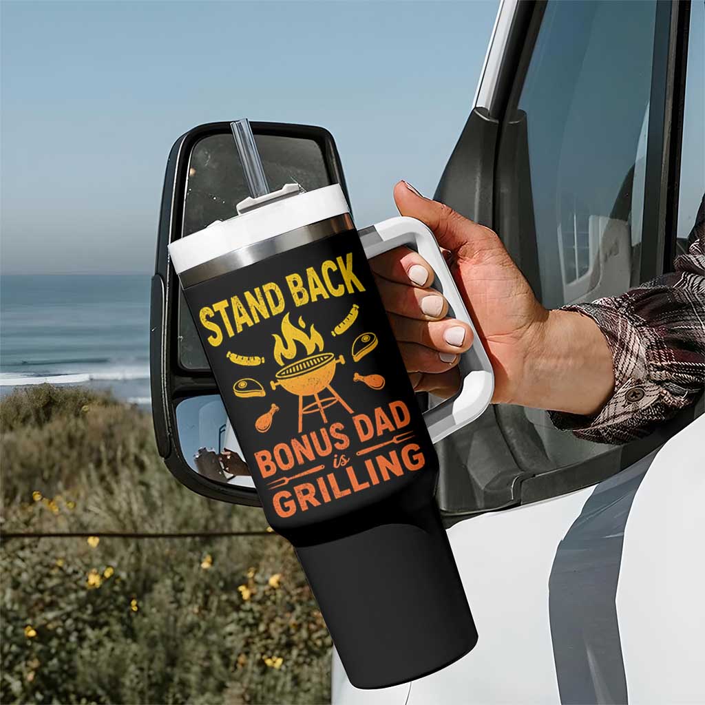 Funny Grilling Bonus Dad Tumbler With Handle BBQ Stepdad Grill Masters Sarcastic