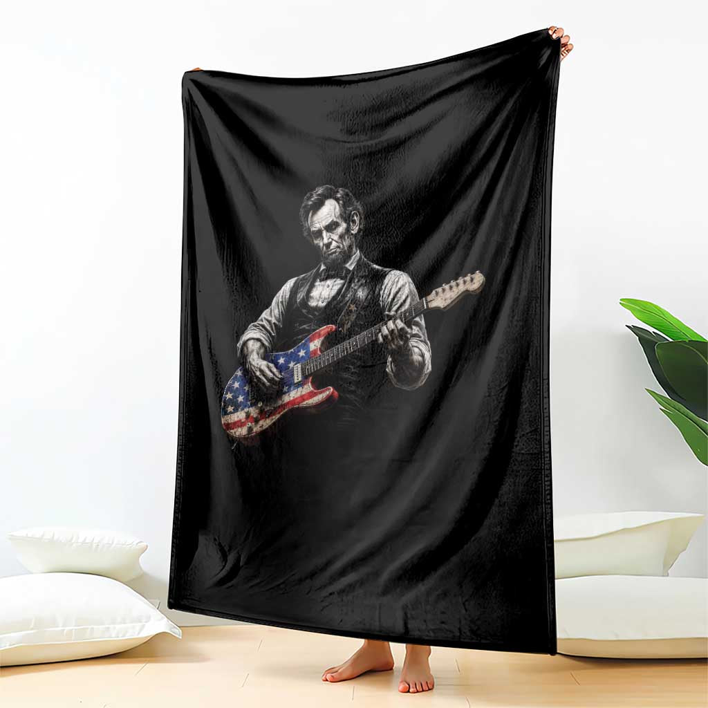 Vintage Abraham Lincoln Abe Lincoln Playing Guitar Throw Blanket Humor Patriotic
