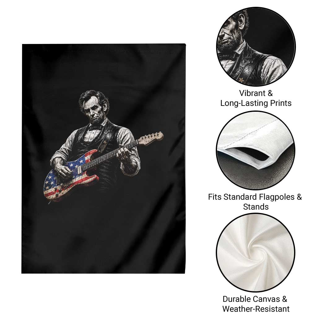 Vintage Abraham Lincoln Abe Lincoln Playing Guitar Garden Flag Humor Patriotic