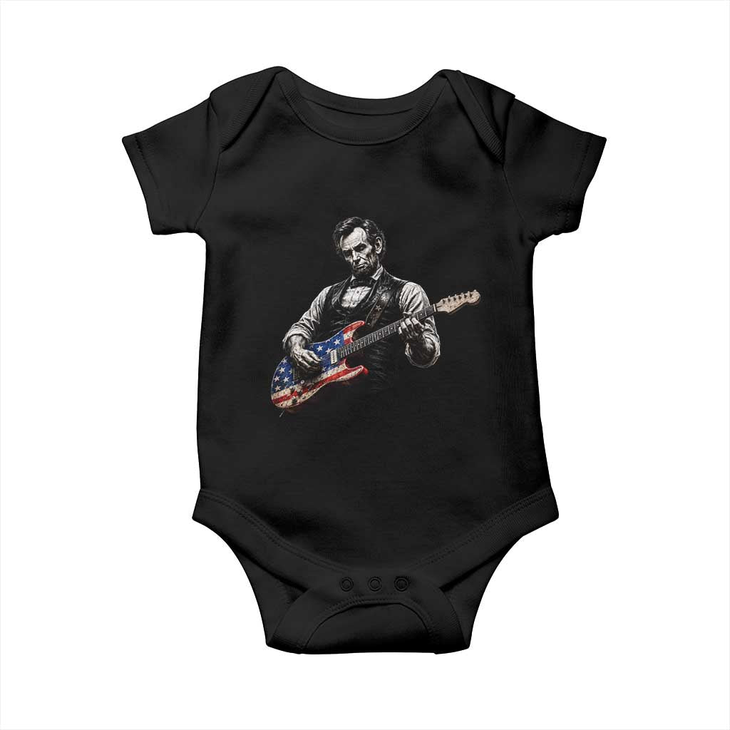 Vintage Abraham Lincoln Abe Lincoln Playing Guitar Baby Onesie Humor Patriotic