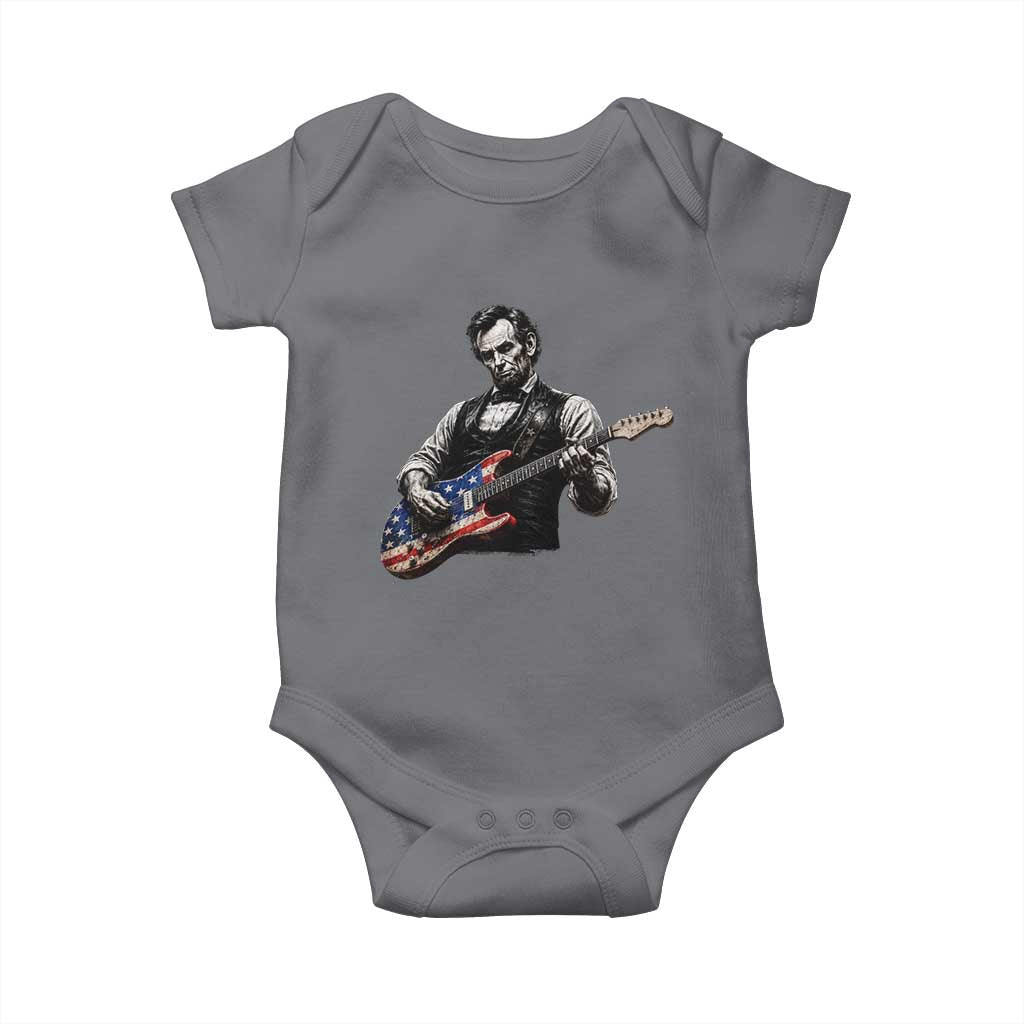 Vintage Abraham Lincoln Abe Lincoln Playing Guitar Baby Onesie Humor Patriotic