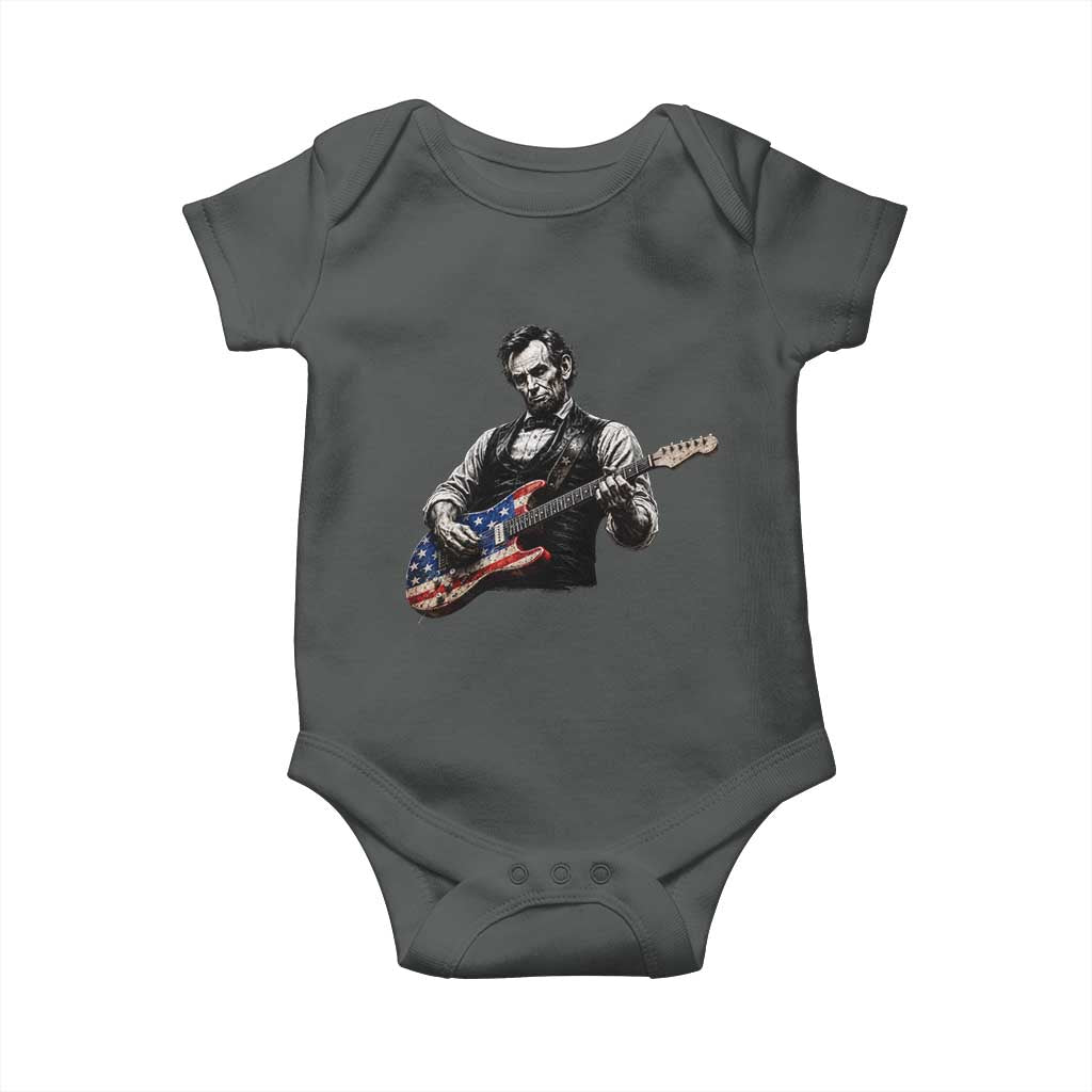 Vintage Abraham Lincoln Abe Lincoln Playing Guitar Baby Onesie Humor Patriotic