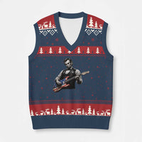Vintage Abraham Lincoln Abe Lincoln Playing Guitar V-Neck Knit Sweater Vest Humor Patriotic