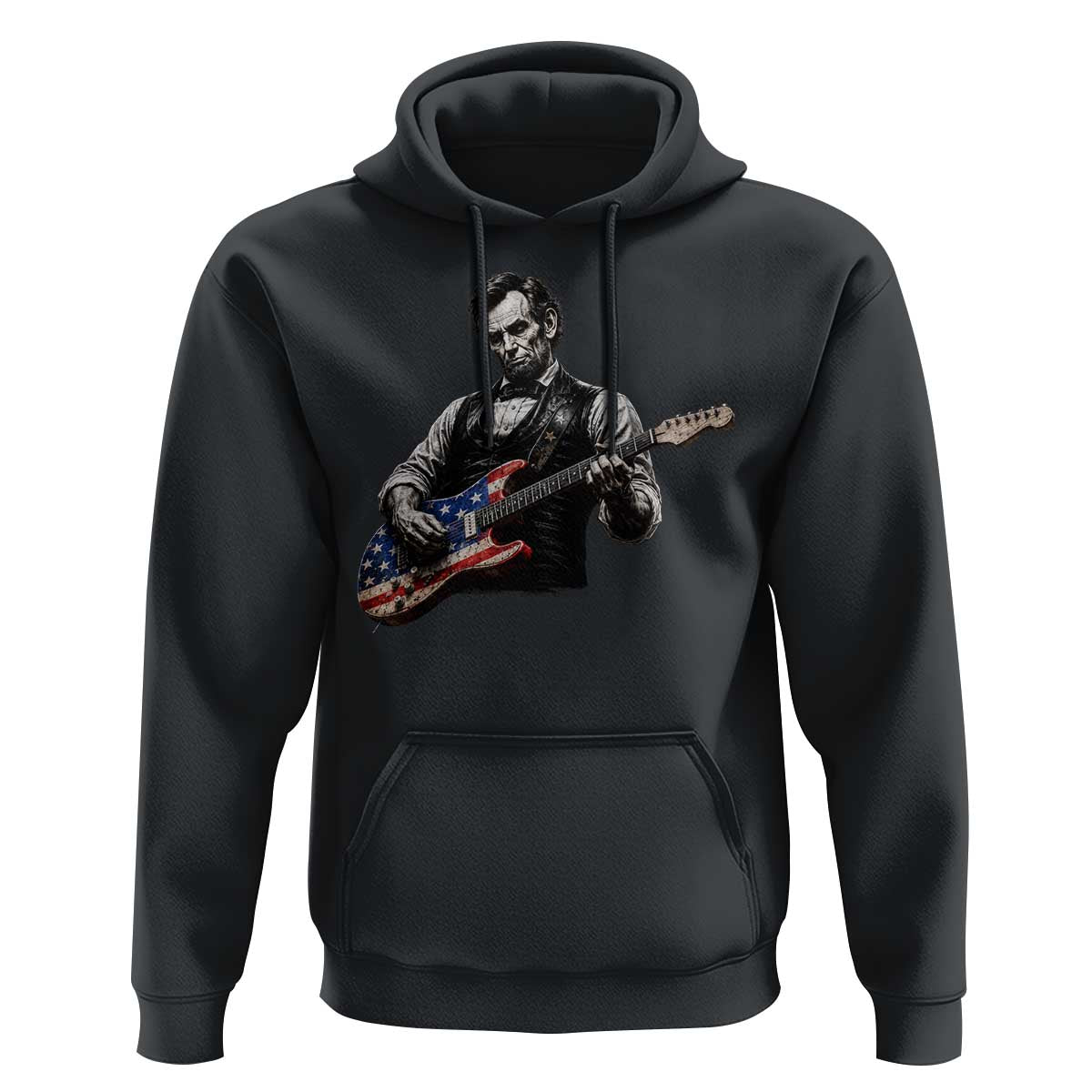 Vintage Abraham Lincoln Abe Lincoln Playing Guitar Hoodie Humor Patriotic
