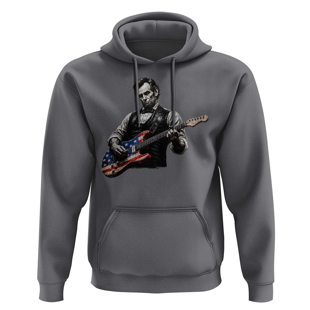 Vintage Abraham Lincoln Abe Lincoln Playing Guitar Hoodie Humor Patriotic