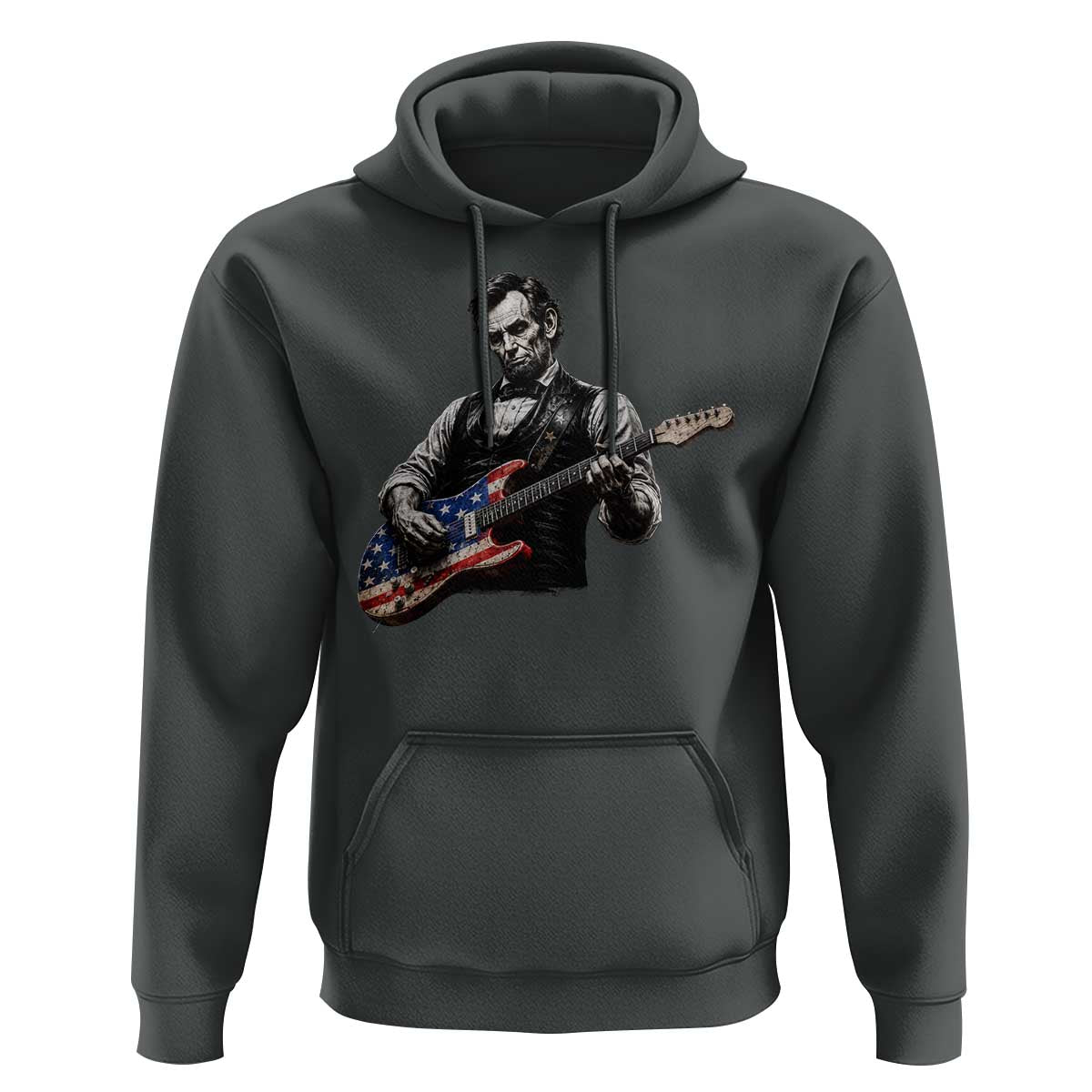 Vintage Abraham Lincoln Abe Lincoln Playing Guitar Hoodie Humor Patriotic