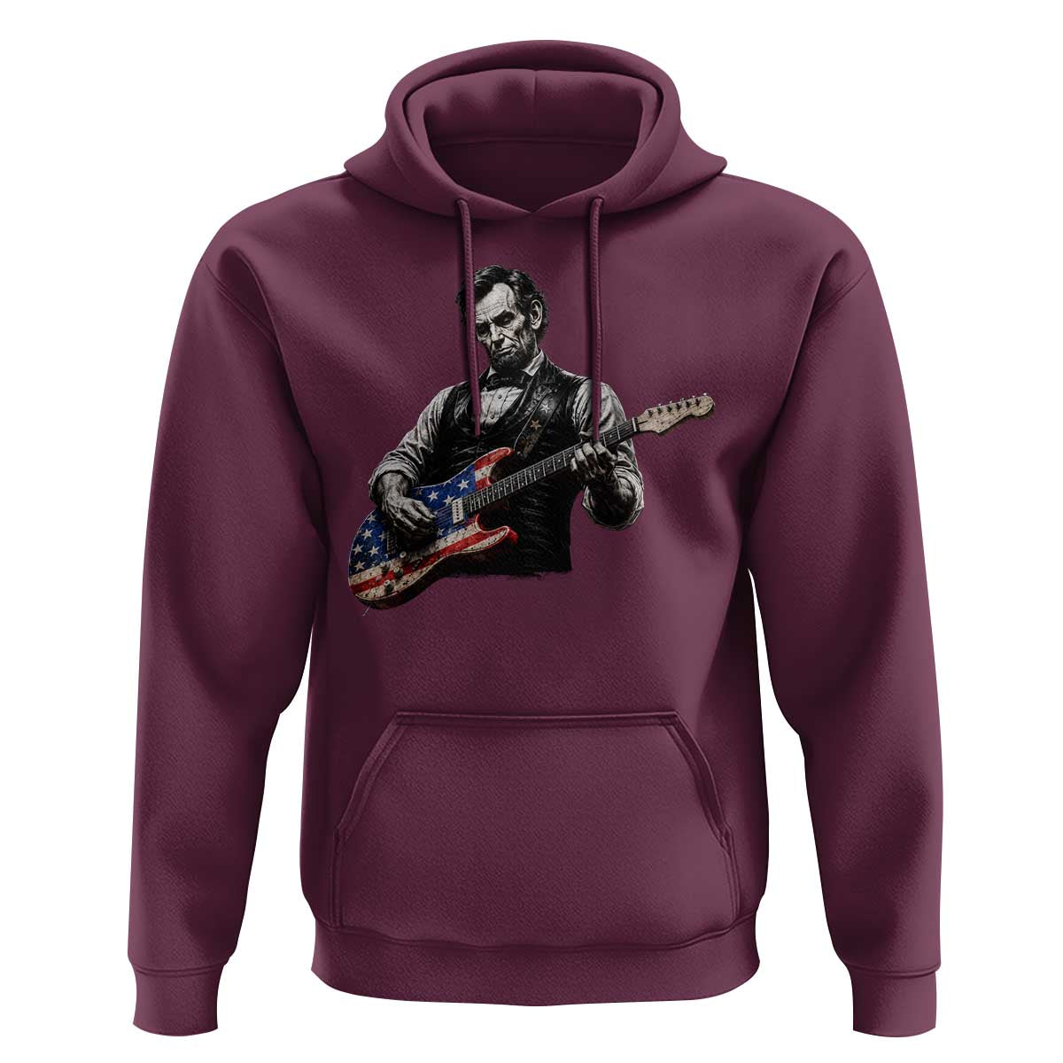 Vintage Abraham Lincoln Abe Lincoln Playing Guitar Hoodie Humor Patriotic