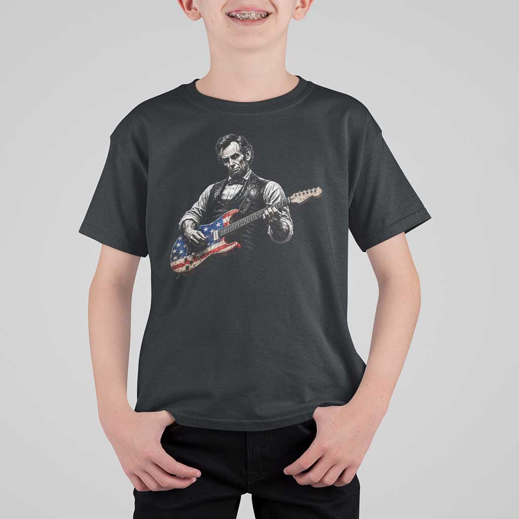 Vintage Abraham Lincoln Abe Lincoln Playing Guitar T Shirt For Kid Humor Patriotic