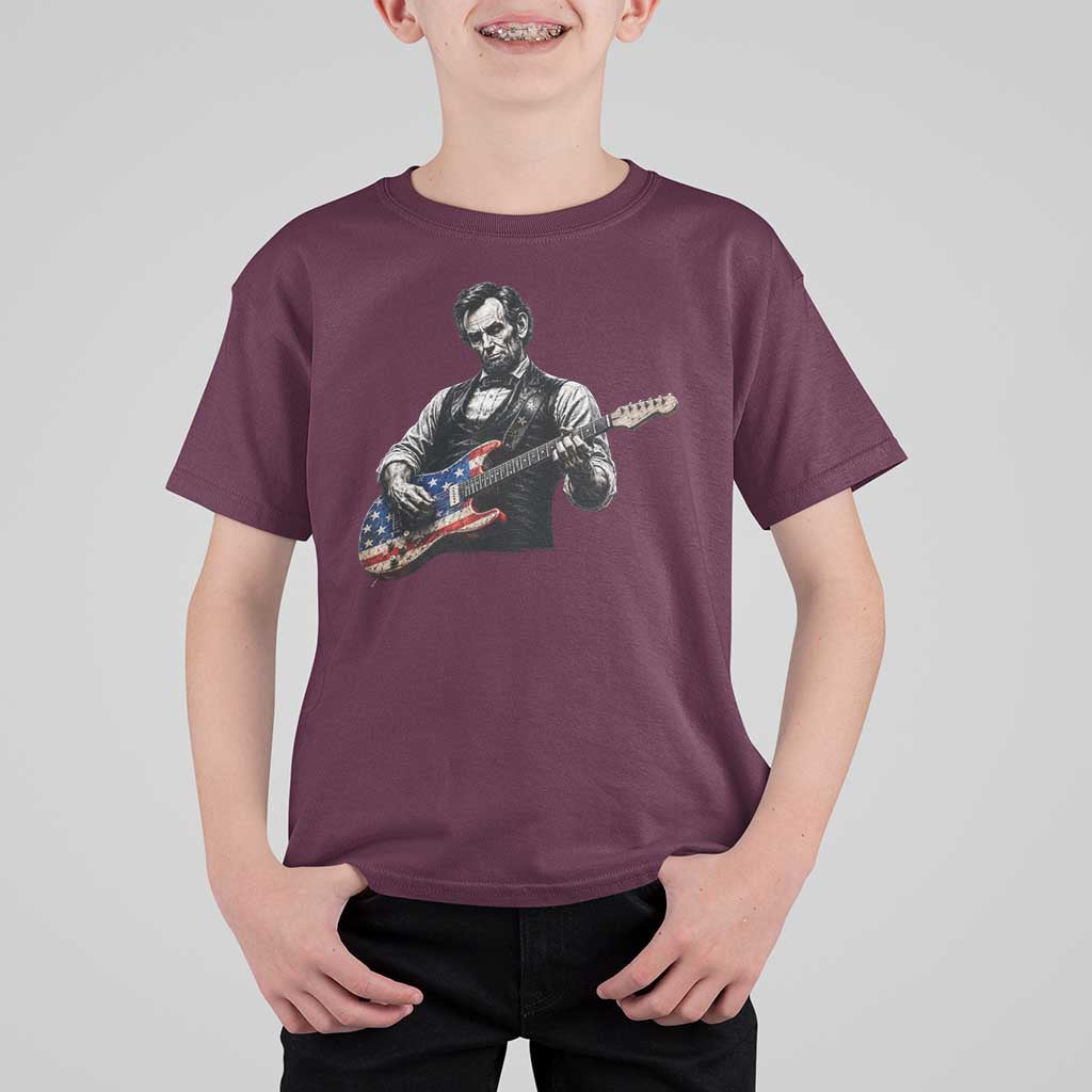 Vintage Abraham Lincoln Abe Lincoln Playing Guitar T Shirt For Kid Humor Patriotic