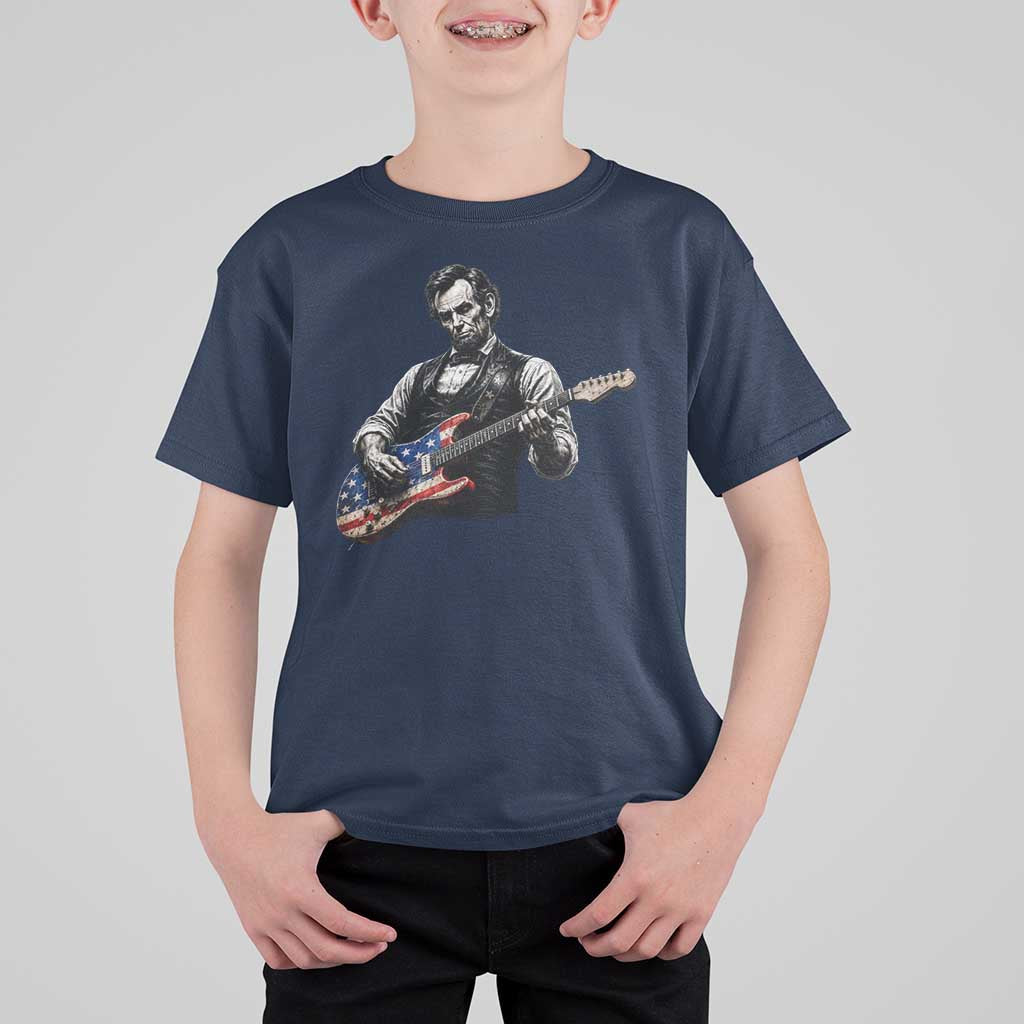 Vintage Abraham Lincoln Abe Lincoln Playing Guitar T Shirt For Kid Humor Patriotic