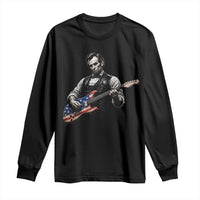Vintage Abraham Lincoln Abe Lincoln Playing Guitar Long Sleeve Shirt Humor Patriotic