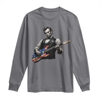 Vintage Abraham Lincoln Abe Lincoln Playing Guitar Long Sleeve Shirt Humor Patriotic