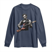 Vintage Abraham Lincoln Abe Lincoln Playing Guitar Long Sleeve Shirt Humor Patriotic