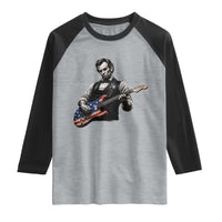 Vintage Abraham Lincoln Abe Lincoln Playing Guitar Raglan Shirt Humor Patriotic