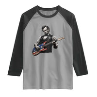 Vintage Abraham Lincoln Abe Lincoln Playing Guitar Raglan Shirt Humor Patriotic