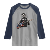 Vintage Abraham Lincoln Abe Lincoln Playing Guitar Raglan Shirt Humor Patriotic