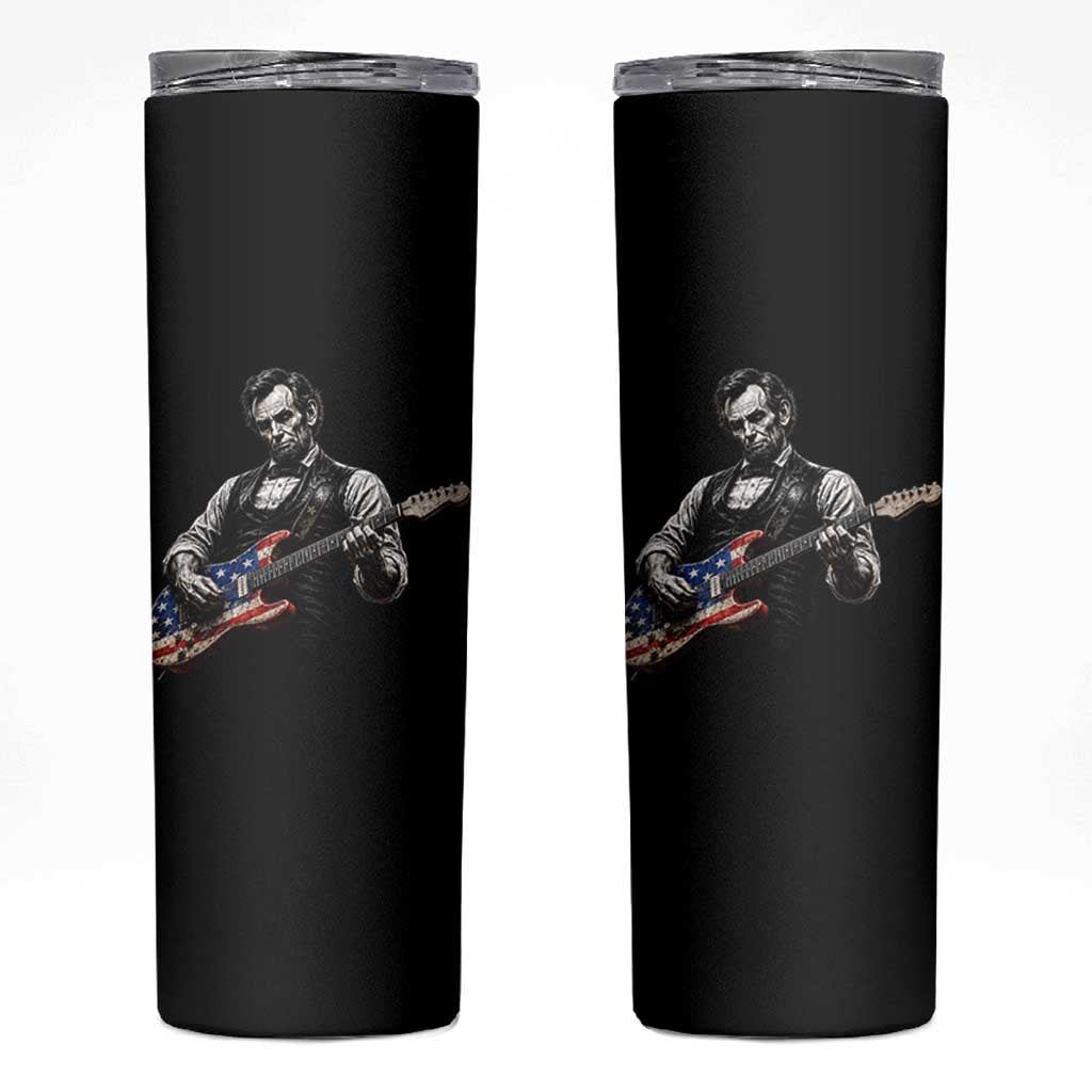 Vintage Abraham Lincoln Abe Lincoln Playing Guitar Skinny Tumbler Humor Patriotic