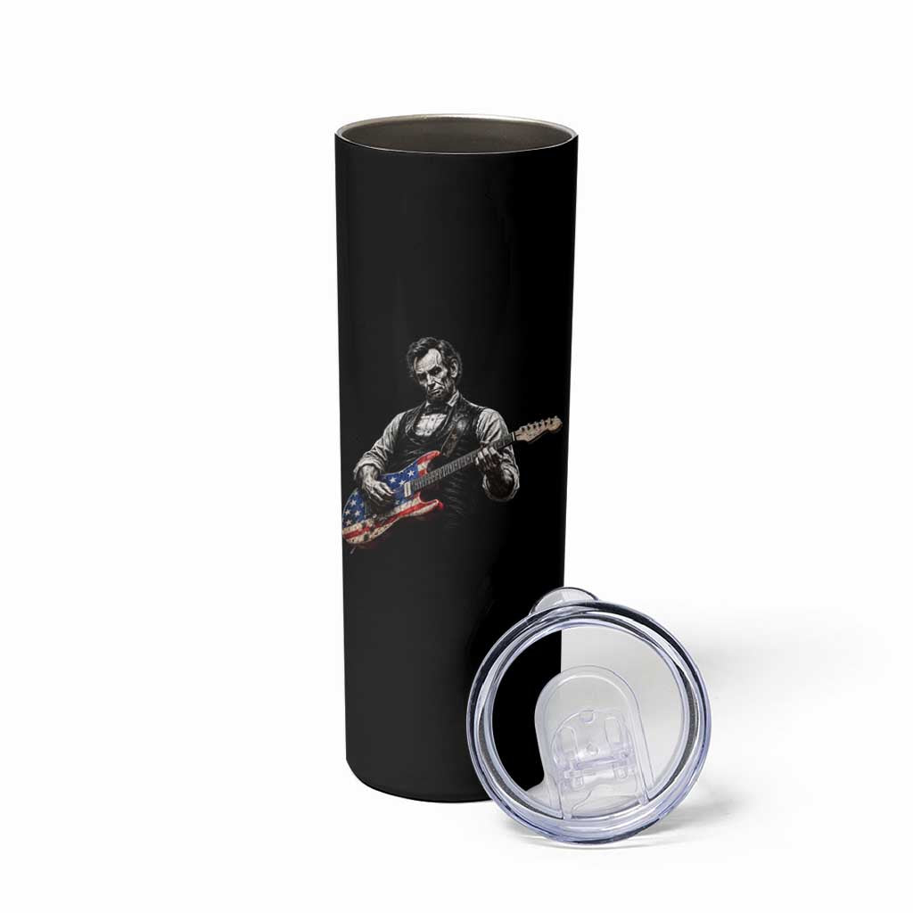 Vintage Abraham Lincoln Abe Lincoln Playing Guitar Skinny Tumbler Humor Patriotic