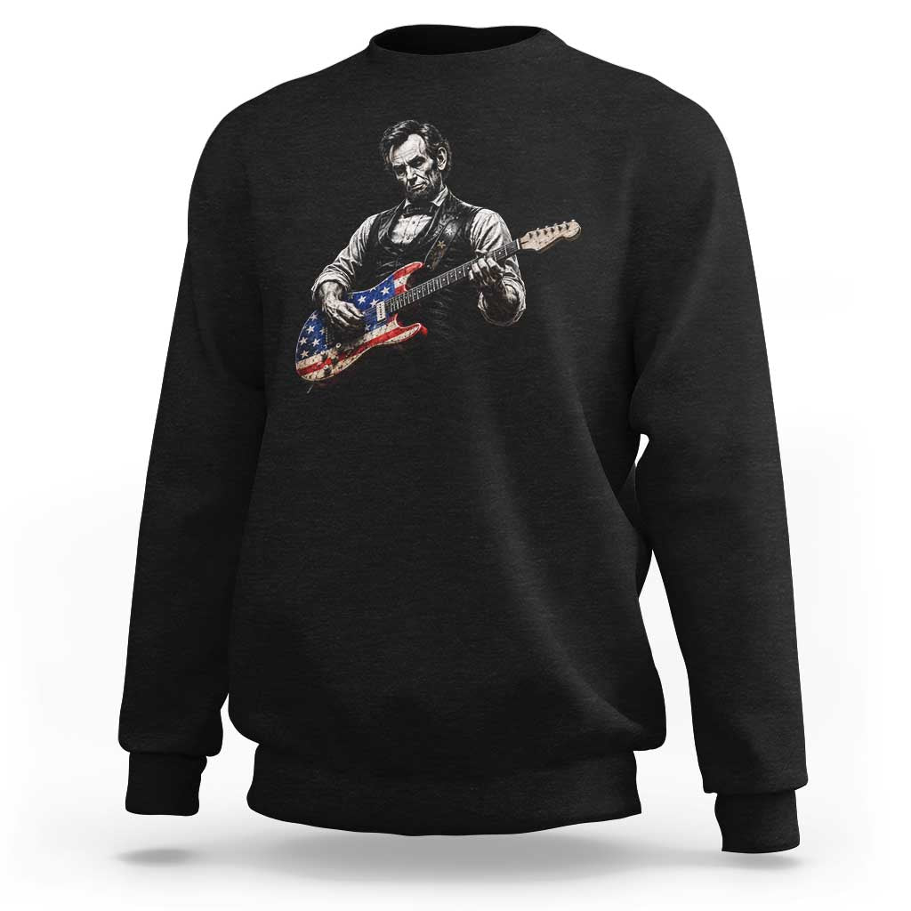 Vintage Abraham Lincoln Abe Lincoln Playing Guitar Sweatshirt Humor Patriotic