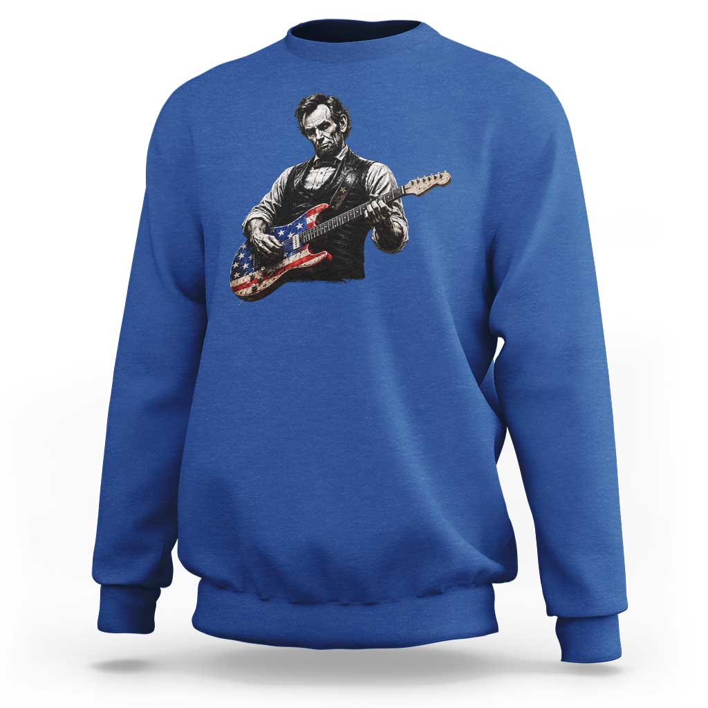 Vintage Abraham Lincoln Abe Lincoln Playing Guitar Sweatshirt Humor Patriotic