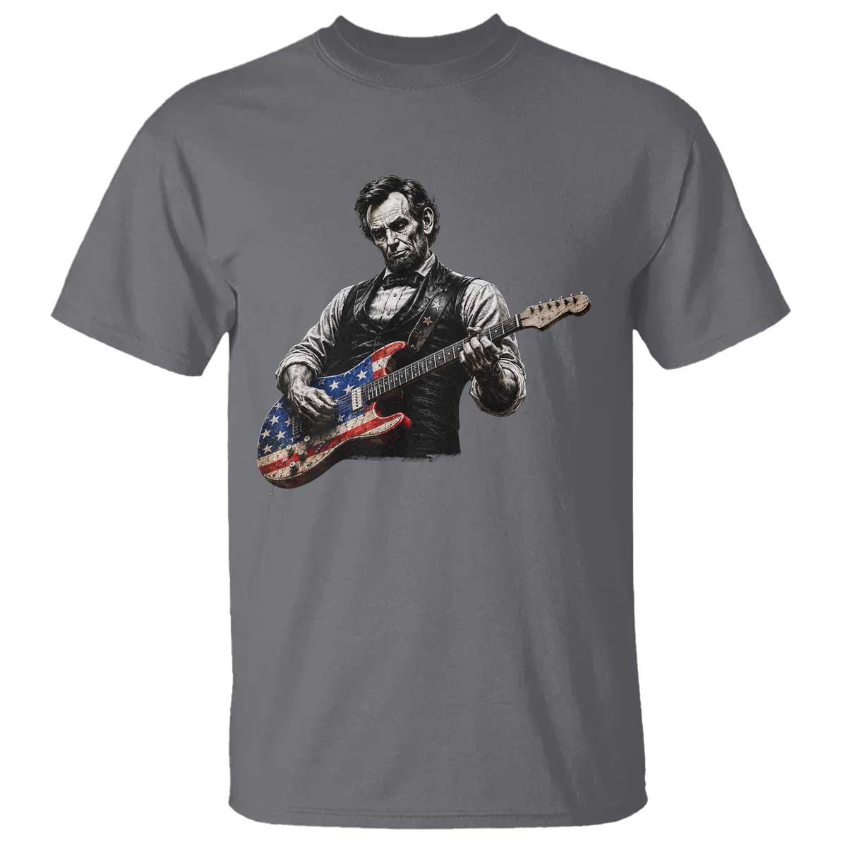 Vintage Abraham Lincoln Abe Lincoln Playing Guitar T Shirt Humor Patriotic