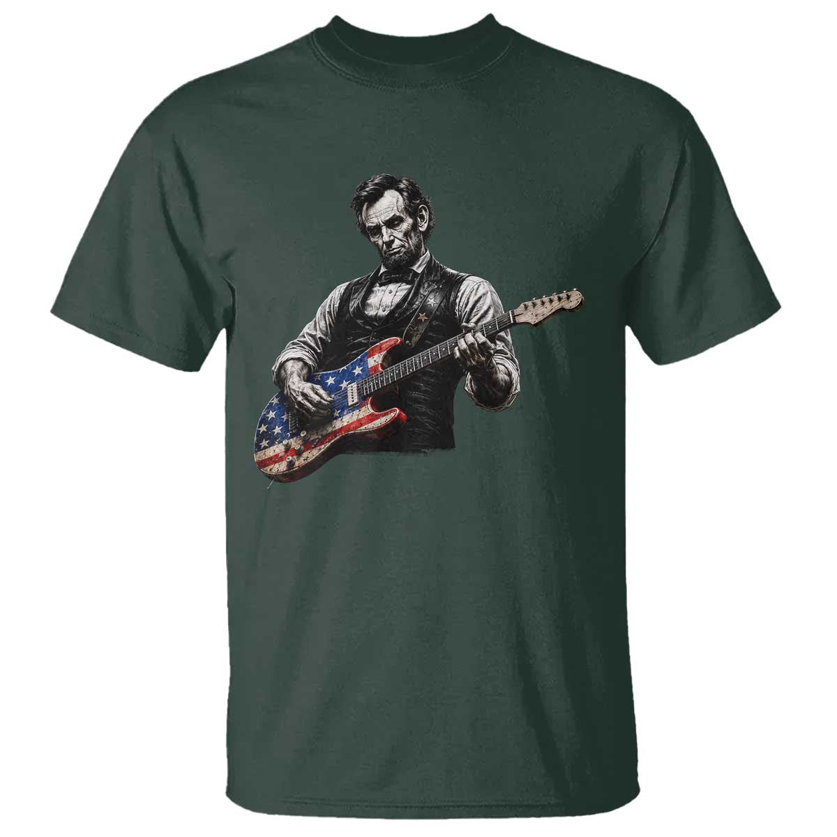 Vintage Abraham Lincoln Abe Lincoln Playing Guitar T Shirt Humor Patriotic