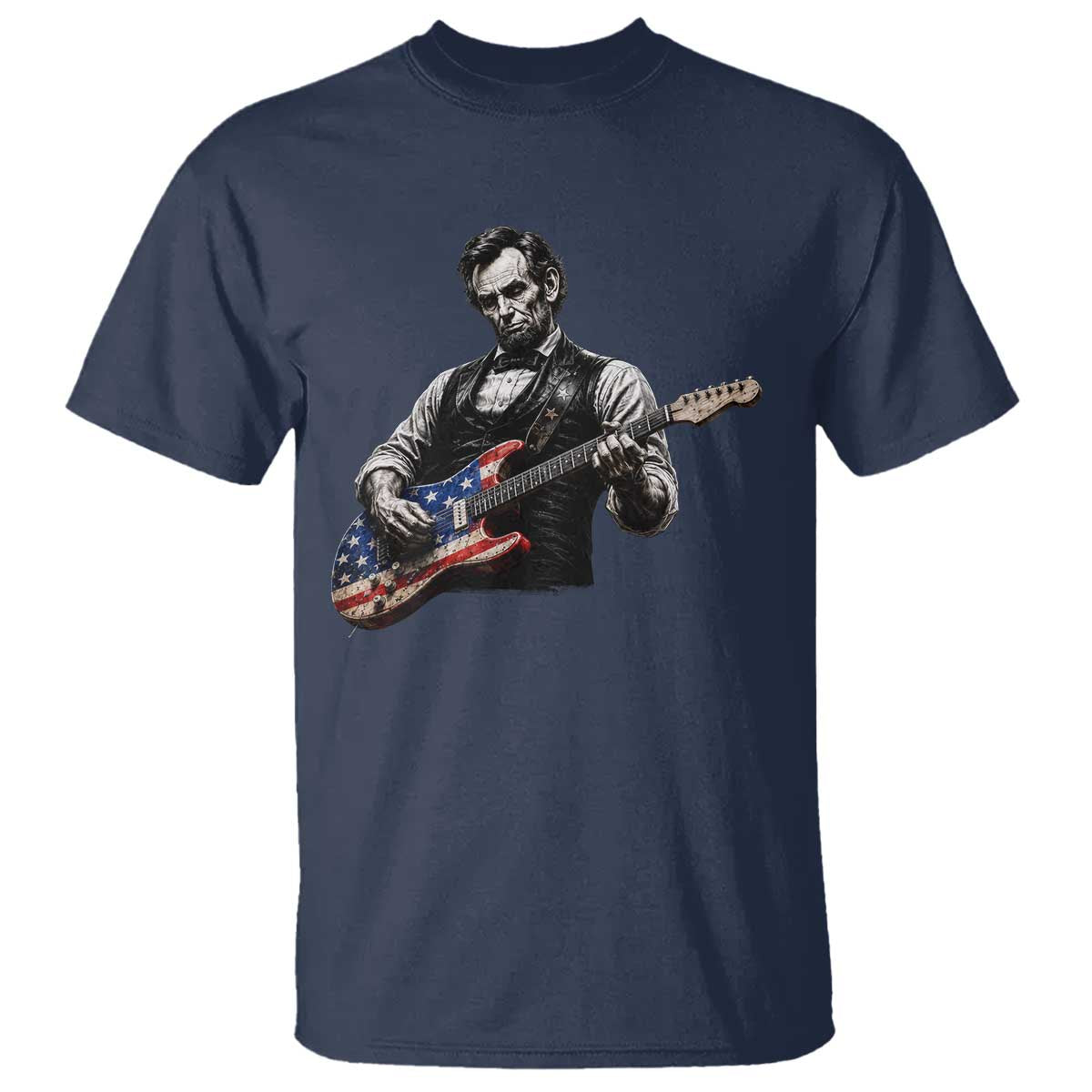 Vintage Abraham Lincoln Abe Lincoln Playing Guitar T Shirt Humor Patriotic