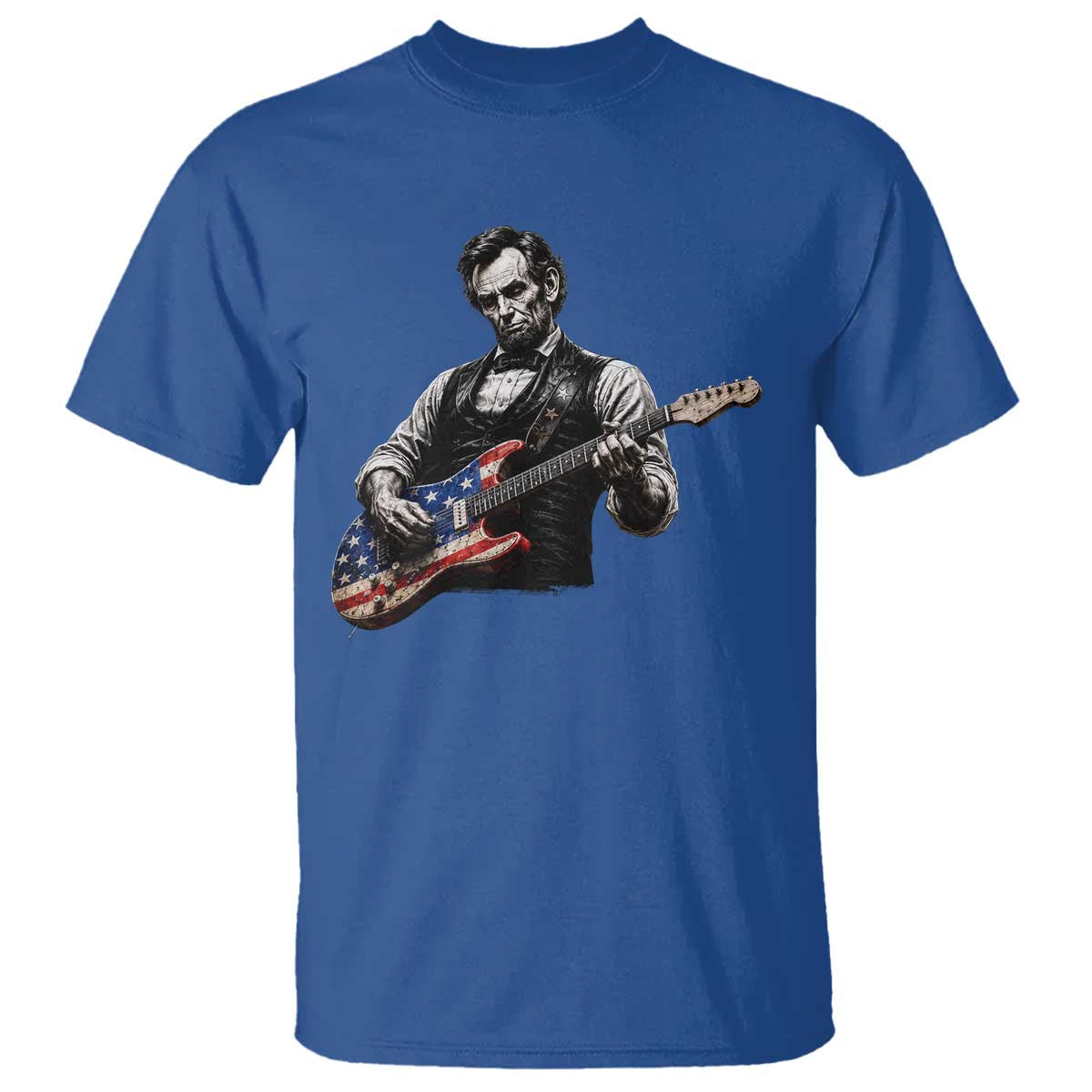 Vintage Abraham Lincoln Abe Lincoln Playing Guitar T Shirt Humor Patriotic