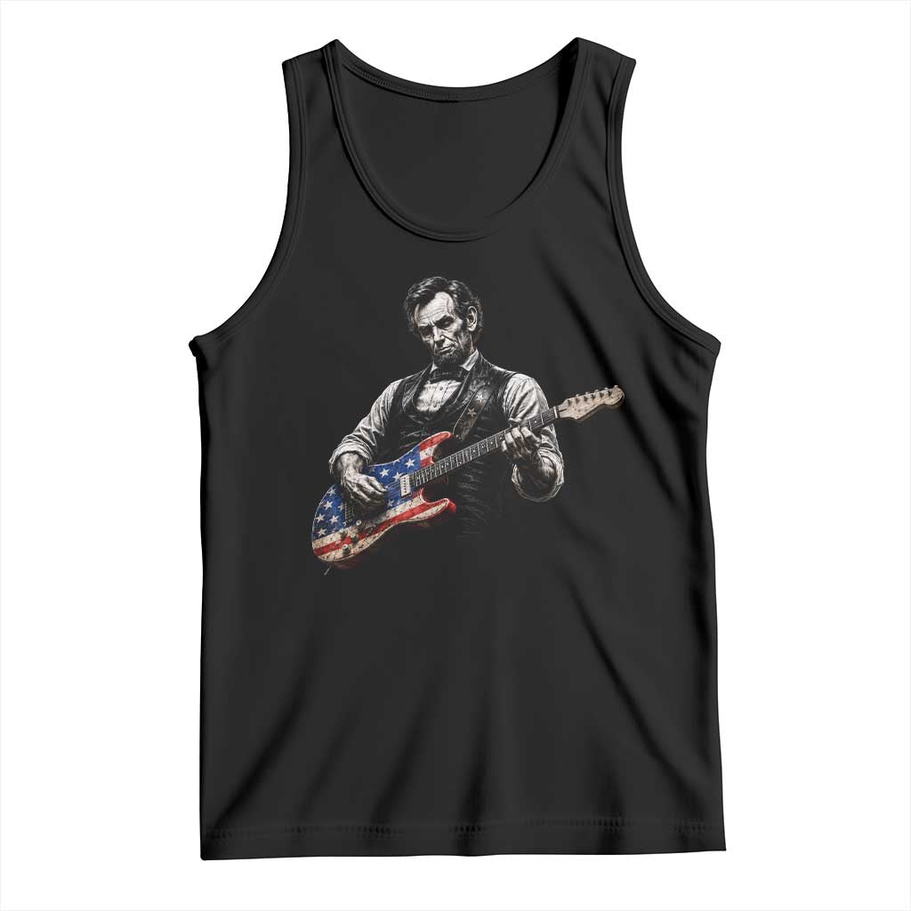 Vintage Abraham Lincoln Abe Lincoln Playing Guitar Tank Top Humor Patriotic