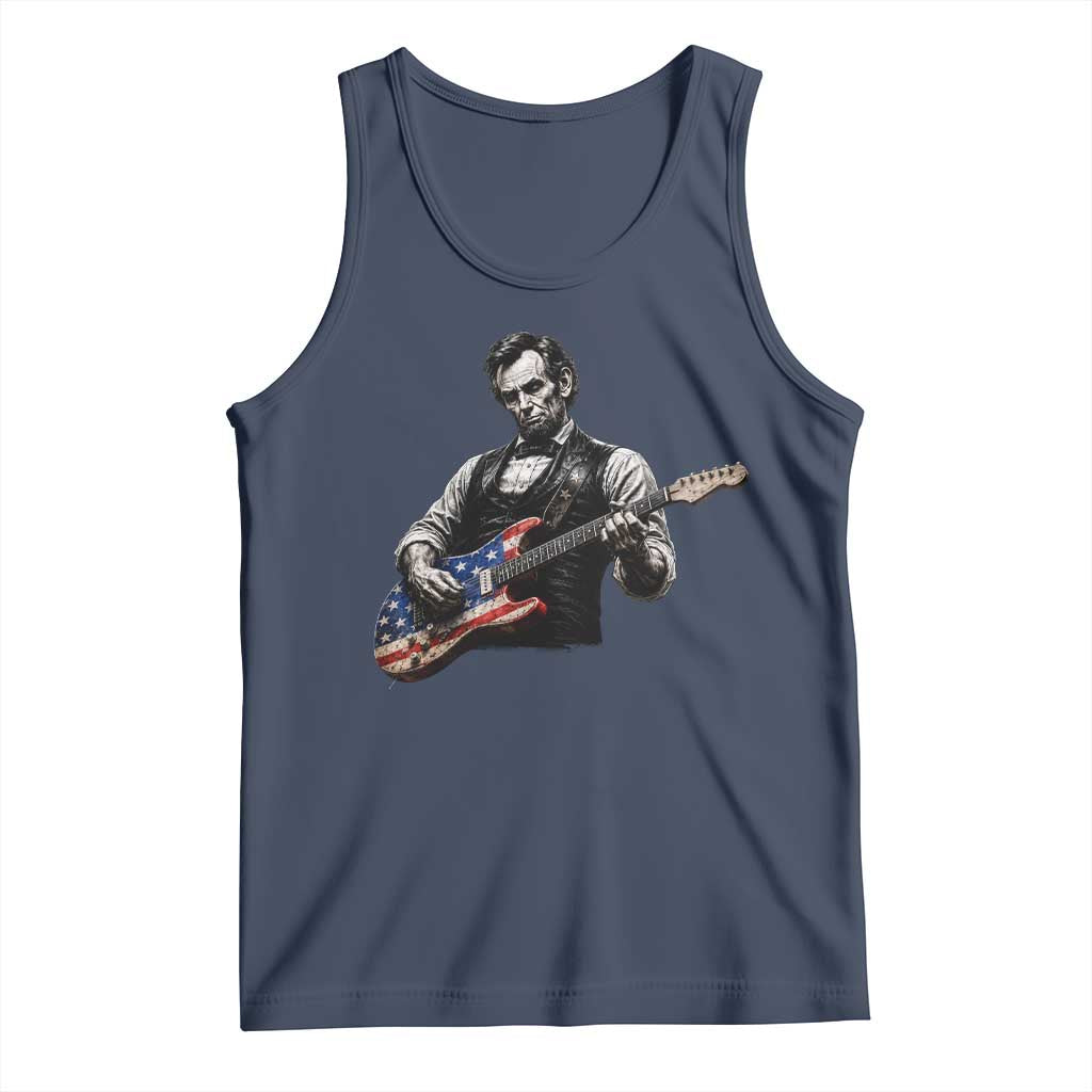 Vintage Abraham Lincoln Abe Lincoln Playing Guitar Tank Top Humor Patriotic