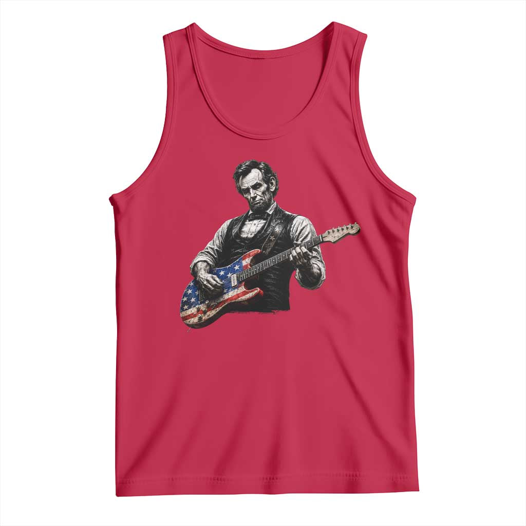 Vintage Abraham Lincoln Abe Lincoln Playing Guitar Tank Top Humor Patriotic