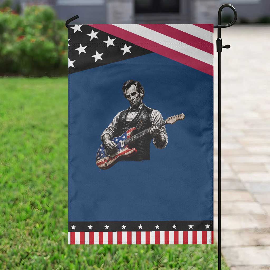 Vintage Abraham Lincoln Abe Lincoln Playing Guitar Patriotic Garden Flag Humor Patriotic