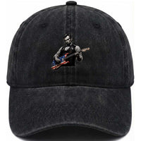 Vintage Abraham Lincoln Abe Lincoln Playing Guitar Washed Cotton Baseball Cap Humor Patriotic