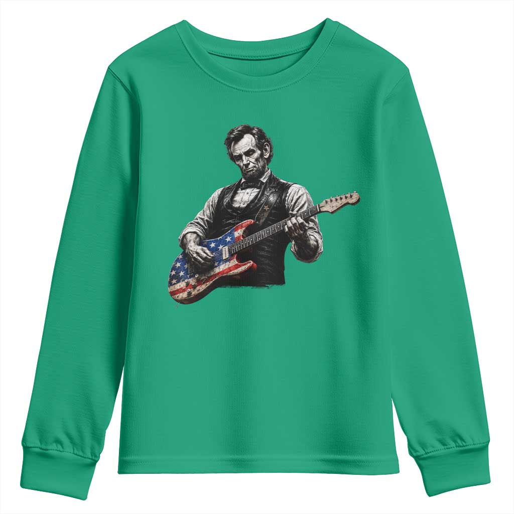 Vintage Abraham Lincoln Abe Lincoln Playing Guitar Youth Sweatshirt Humor Patriotic