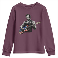 Vintage Abraham Lincoln Abe Lincoln Playing Guitar Youth Sweatshirt Humor Patriotic