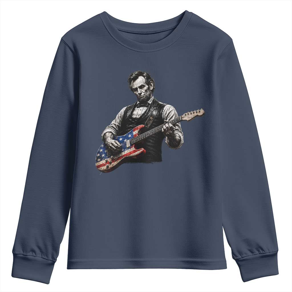 Vintage Abraham Lincoln Abe Lincoln Playing Guitar Youth Sweatshirt Humor Patriotic