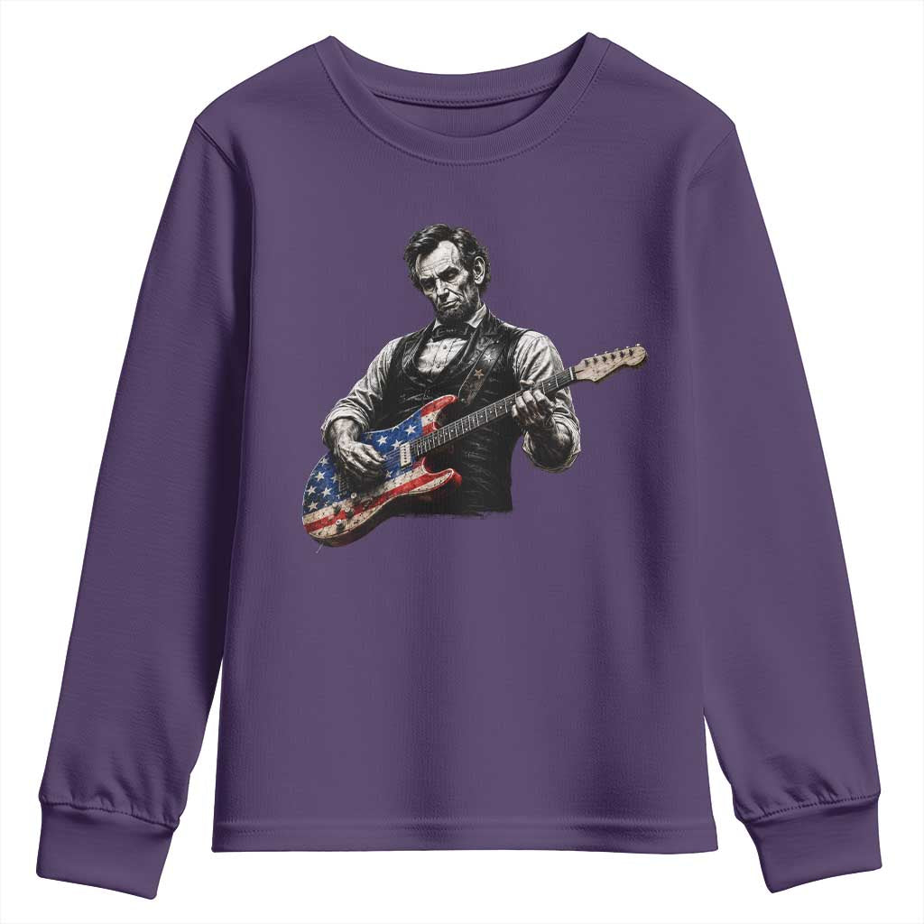 Vintage Abraham Lincoln Abe Lincoln Playing Guitar Youth Sweatshirt Humor Patriotic