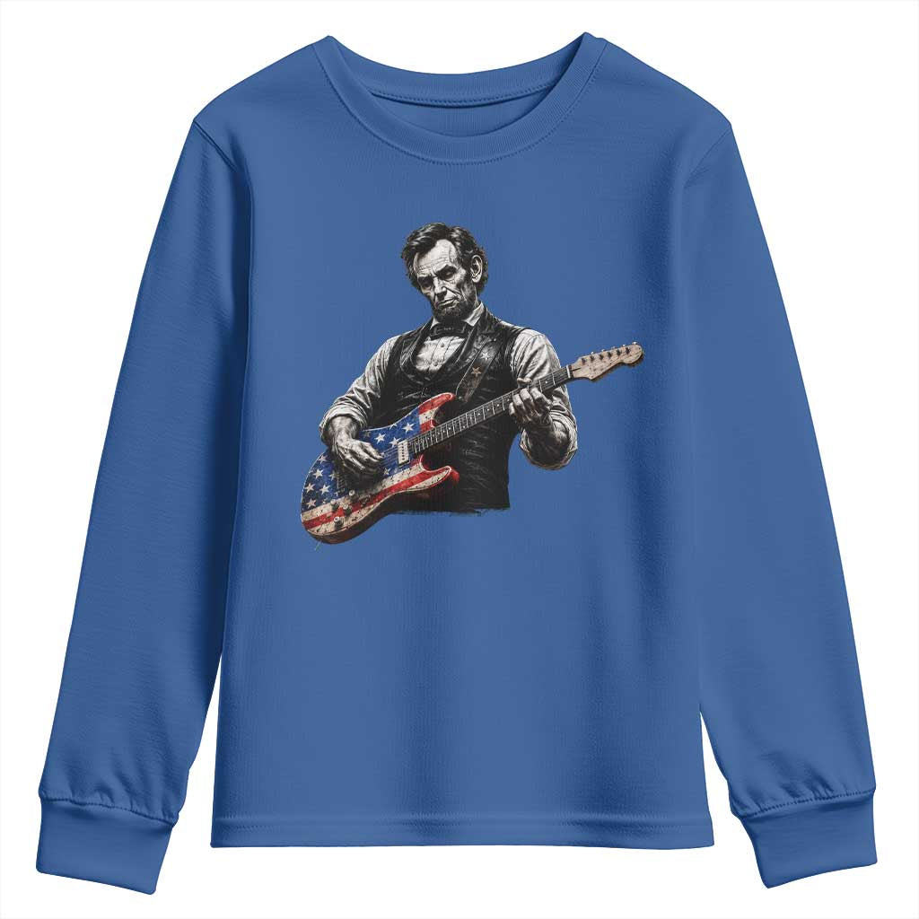 Vintage Abraham Lincoln Abe Lincoln Playing Guitar Youth Sweatshirt Humor Patriotic