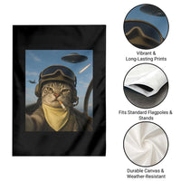 Cat Selfie With Alien UFO Garden Flag Retro Space Sci-Fi Cat Pilot - Wonder Print Shop