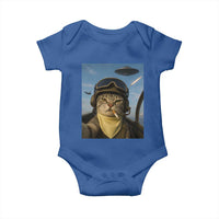 Cat Selfie With Alien UFO Baby Onesie Retro Space Sci-Fi Cat Pilot - Wonder Print Shop