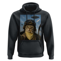 Cat Selfie With Alien UFO Hoodie Retro Space Sci-Fi Cat Pilot - Wonder Print Shop