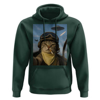 Cat Selfie With Alien UFO Hoodie Retro Space Sci-Fi Cat Pilot - Wonder Print Shop