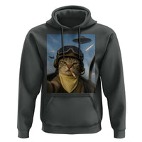 Cat Selfie With Alien UFO Hoodie Retro Space Sci-Fi Cat Pilot - Wonder Print Shop