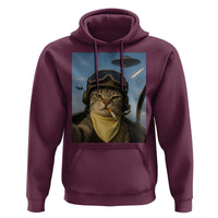 Cat Selfie With Alien UFO Hoodie Retro Space Sci-Fi Cat Pilot - Wonder Print Shop