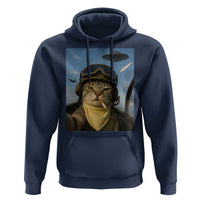 Cat Selfie With Alien UFO Hoodie Retro Space Sci-Fi Cat Pilot - Wonder Print Shop