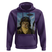Cat Selfie With Alien UFO Hoodie Retro Space Sci-Fi Cat Pilot - Wonder Print Shop