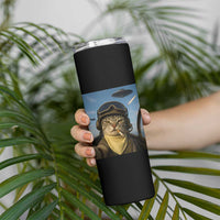 Cat Selfie With Alien UFO Skinny Tumbler Retro Space Sci-Fi Cat Pilot - Wonder Print Shop